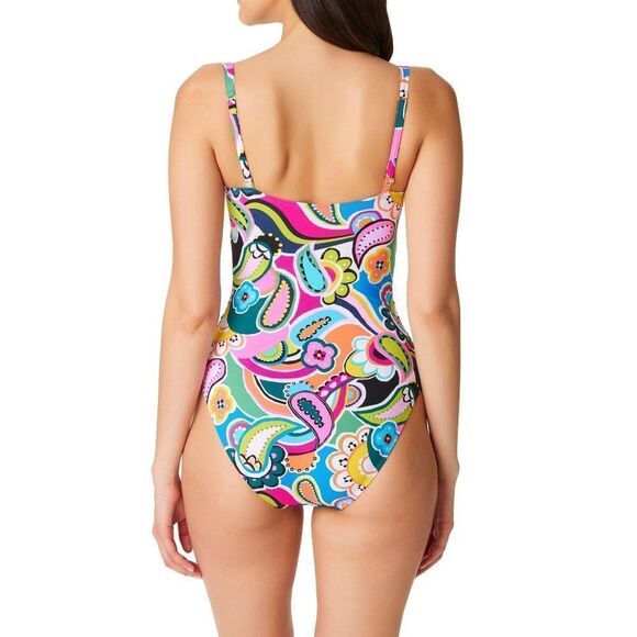 Bleu Rod Beattie Paisley Floral Print Shirred Bandeau One Piece Swimsuit… - Picture 6 of 16